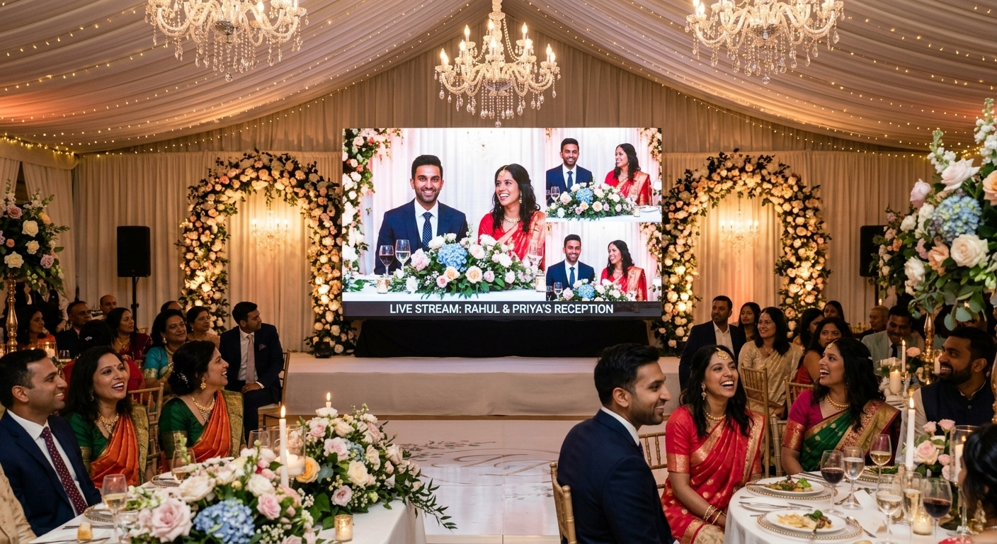 Live memory wall at wedding venue